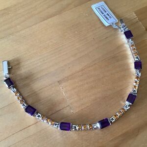 NWT 𝅺sterling SILVER 925 AMETHYST/CITRINE WOMAN BRACELET​